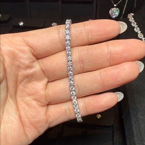 Silver Tone  Moissanite Tennis Bracelet - Sparkling White